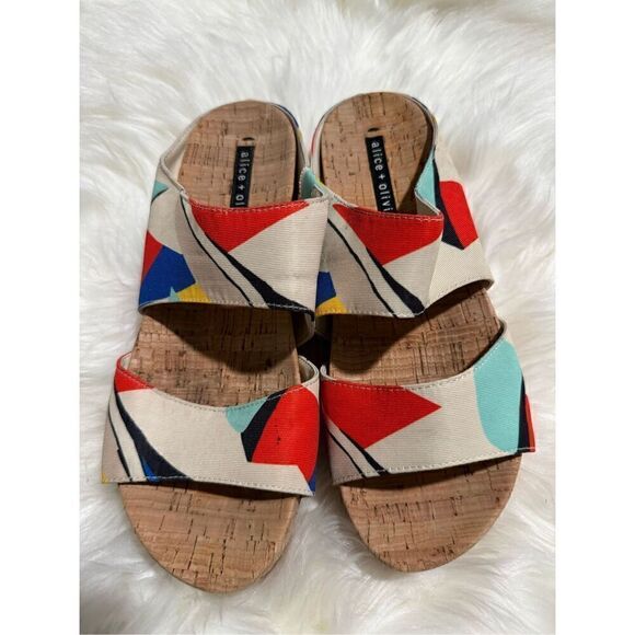 Alice + Olivia colorful wedge sandals 39 (9) - Picture 1 of 8
